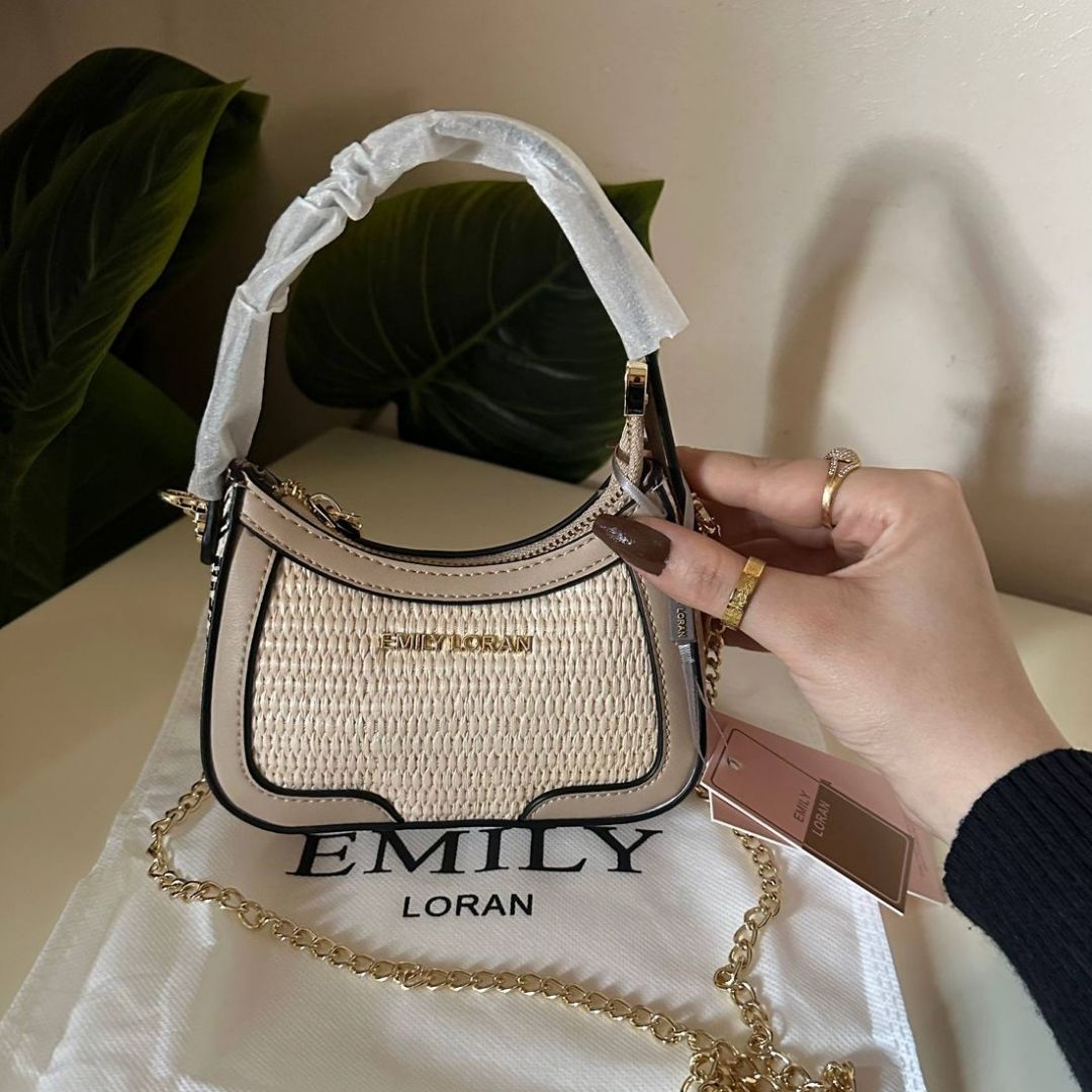 Emily Loran Mini Hobo Bag - Beige Straw Edition