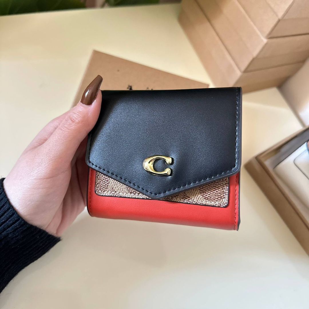 Coach Wyn Small Wallet in Color block Signature Canvas