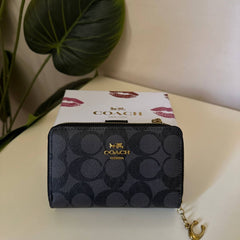 Coach Signature Zip Around Wallet – Black