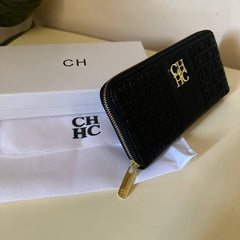 CH Embossed Leather Wallet –  Black