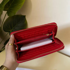 CH Embossed Leather Wallet –  ٍRed
