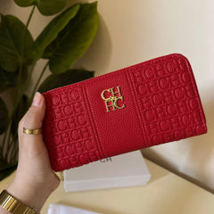 CH Embossed Leather Wallet –  ٍRed