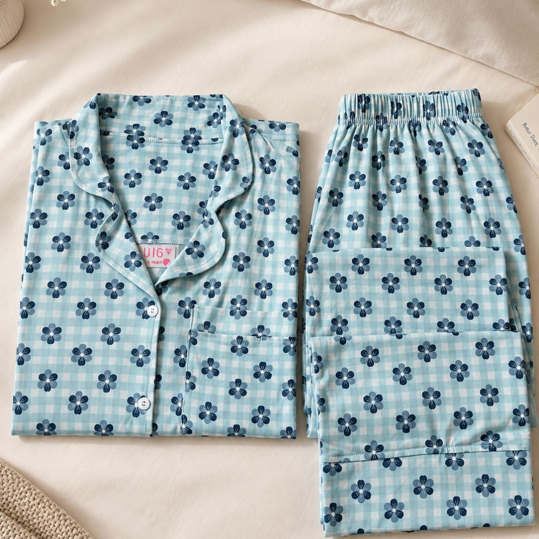 Blue Blossom Pajama Set 🩵