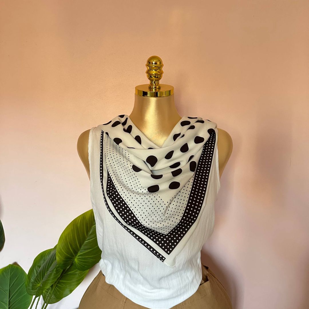Polka Dot White Scarf 🤍