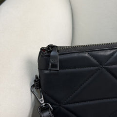 Prada Black Quilted Leather Pouch with Wrist Strap - Black