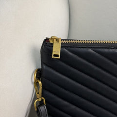 Saint Laurent Black Quilted Pouch with Gold-Tone Hardware - Black