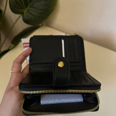 Coach Signature Zip Around Wallet – Black