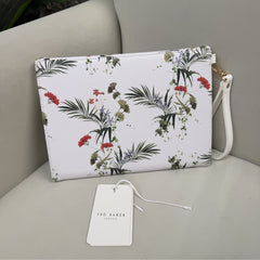 Ted Baker White Floral Saffiano Envelope Wristlet - White