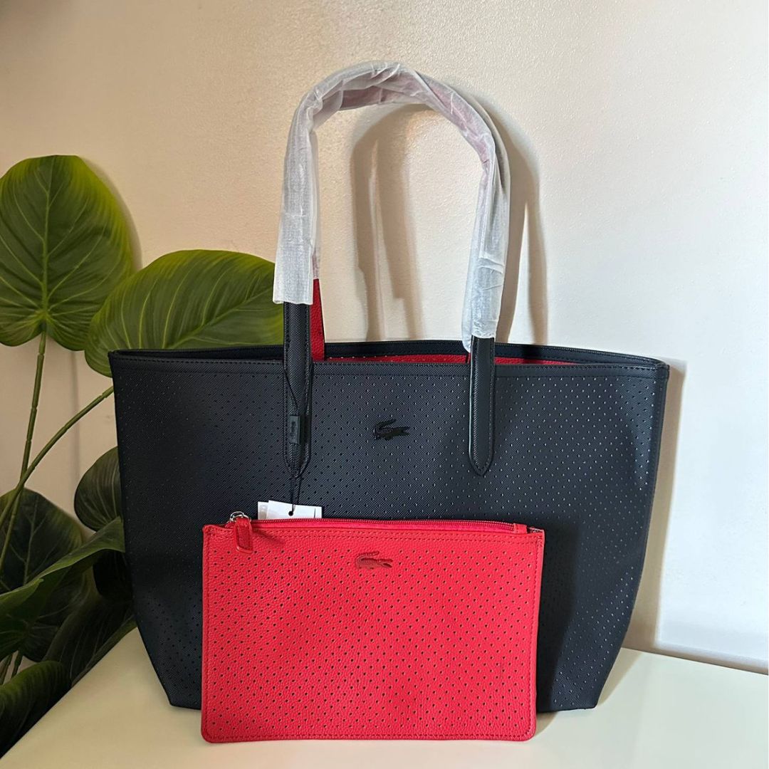 Lacoste Women's Double Sided Two Tone Large - Black/ Red