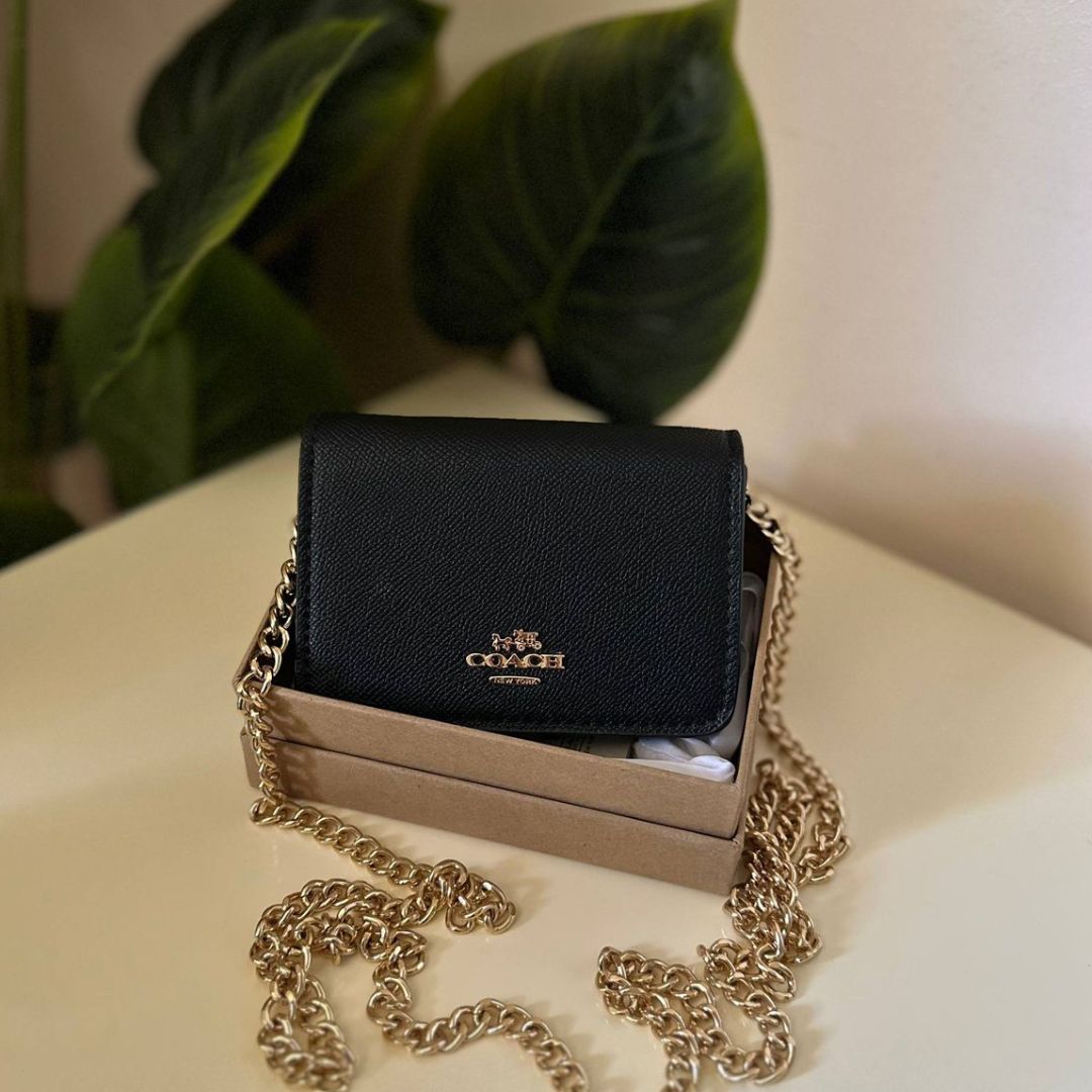Coach Mini Wallet on a Chain- Black