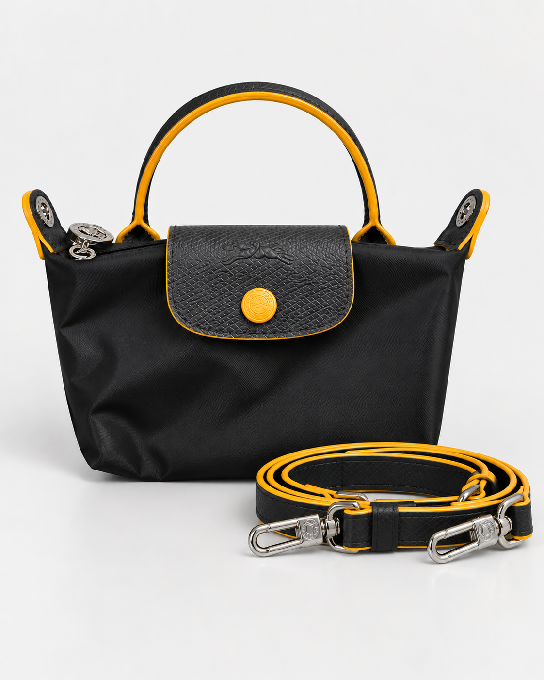 Longchamp Le Pliage mini Travel Bag Tote Bag included Mini Shoulder Straps - black
