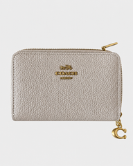 Coach Pebbled Leather Zip Around Wallet - beige