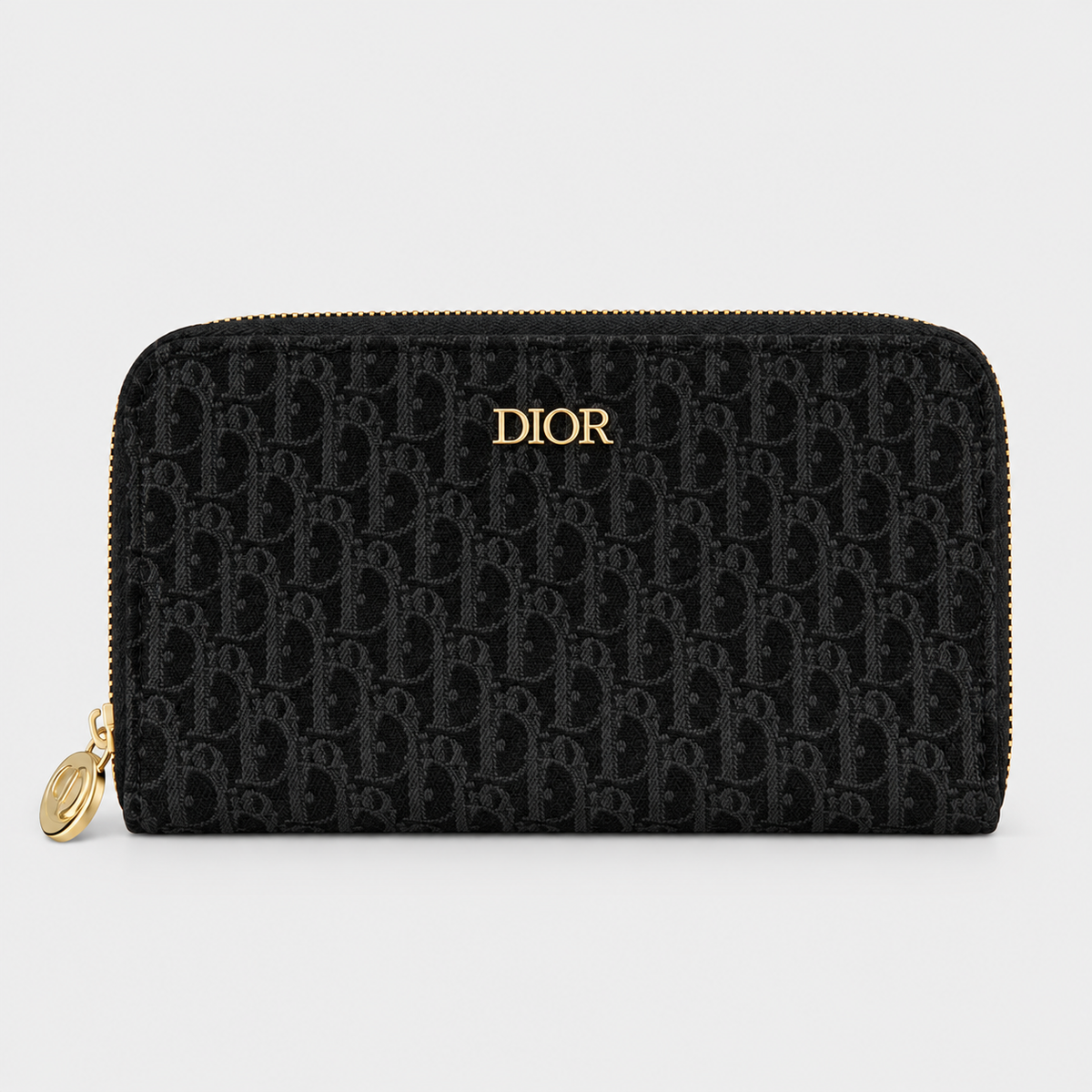 Dior Oblique Zip Wallet  -  Black