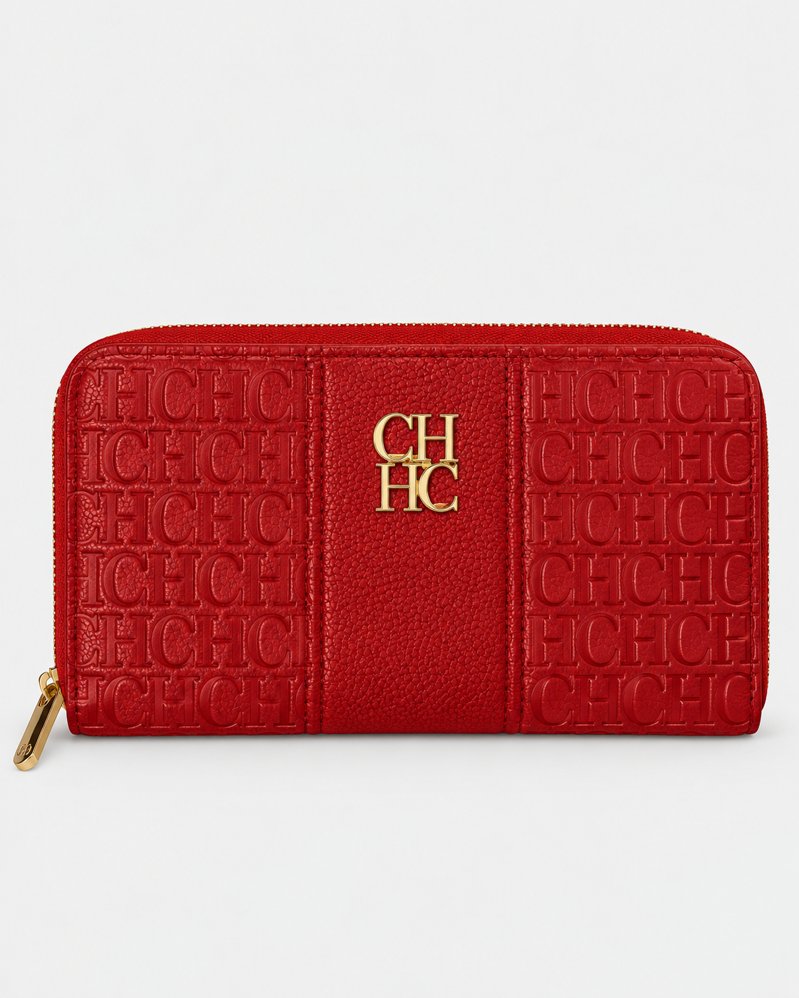 CH Embossed Leather Wallet  - Red