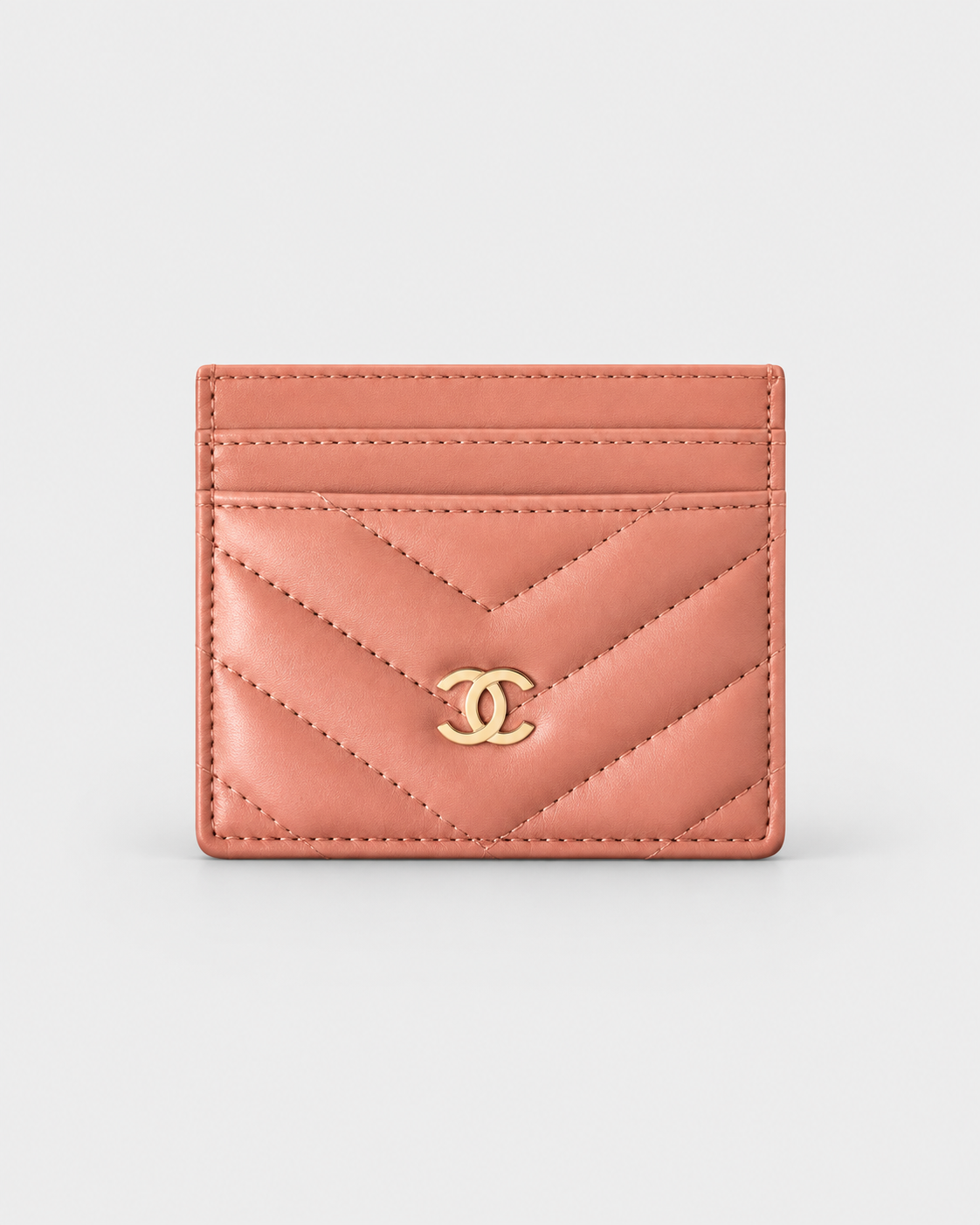 Chanel Lambskin Camellia Embossed Card Holder Pink