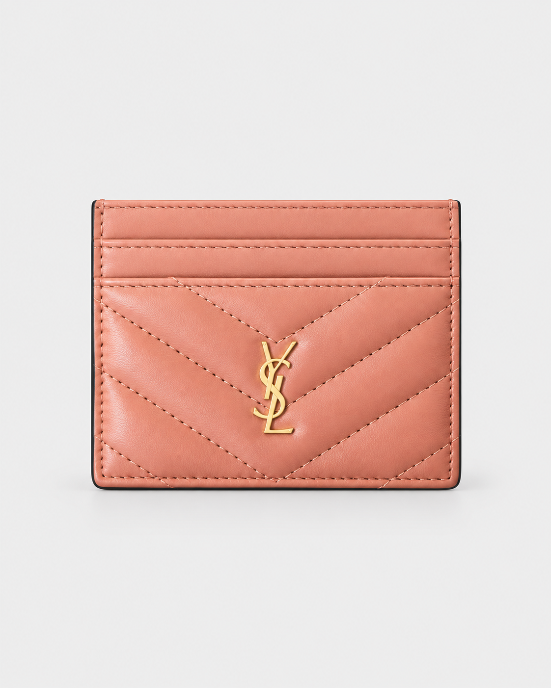 Saint Laurent Monogram Quilted Leather Card Holder - Pink