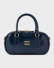 MIU MIU Glossy Leather Handbag – Navy Blue