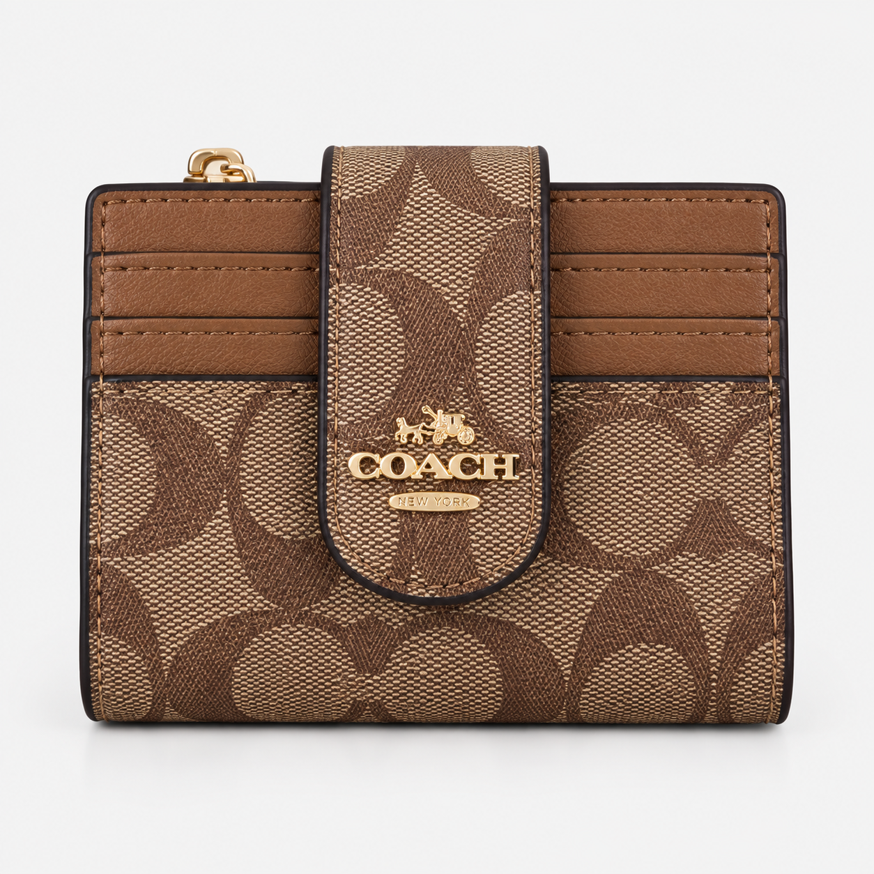 Coach Medium Corner Zip Wallet In Signature Canvas