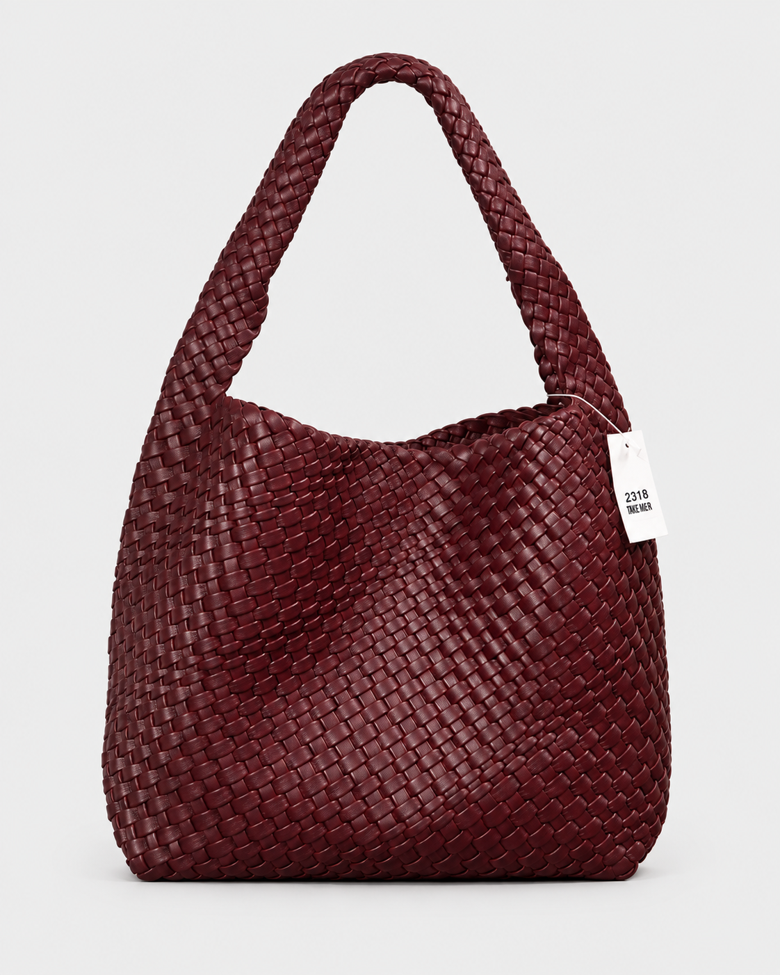 Bottega Veneta Intrecciato Woven Leather Hobo Bag Medium Wine with Charm -wine