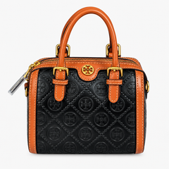 Tory Burch Monogram Boston Bag - Black & Brown