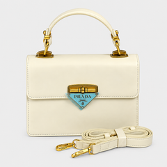 PRADA Leather Logo Flap - Beige