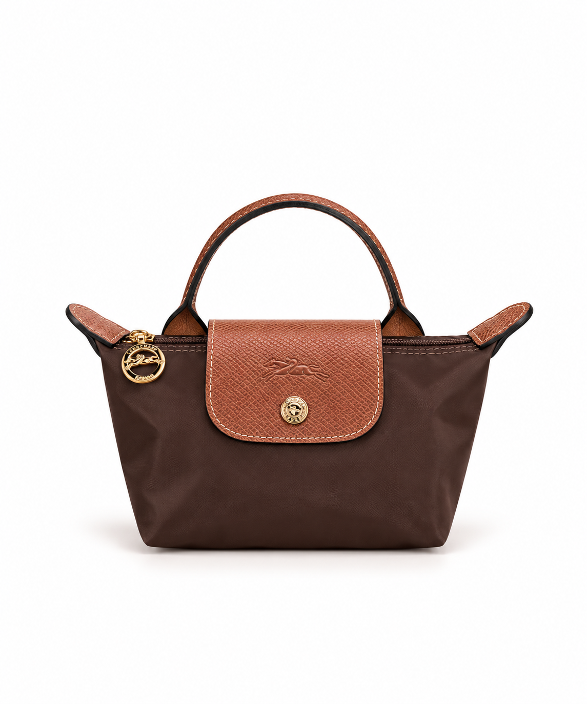 Longchamp Le Pliage mini Pouch with Handle - Ebny Brown