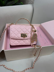 Charles & Keith Cressida Quilted Top Handle Bag - Pink