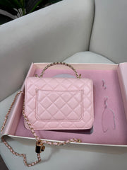 Charles & Keith Cressida Quilted Top Handle Bag - Pink