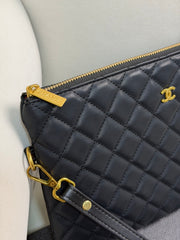 Chanel Classic O Case Clutch Quilted Lambskin Medium - Black