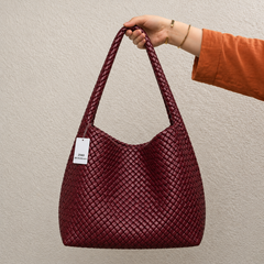 Bottega Veneta Intrecciato Woven Leather Hobo Bag Large - Wine