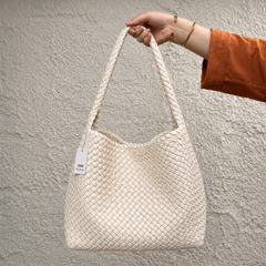 Bottega Veneta Intrecciato Woven Leather Hobo Bag Large - Beige