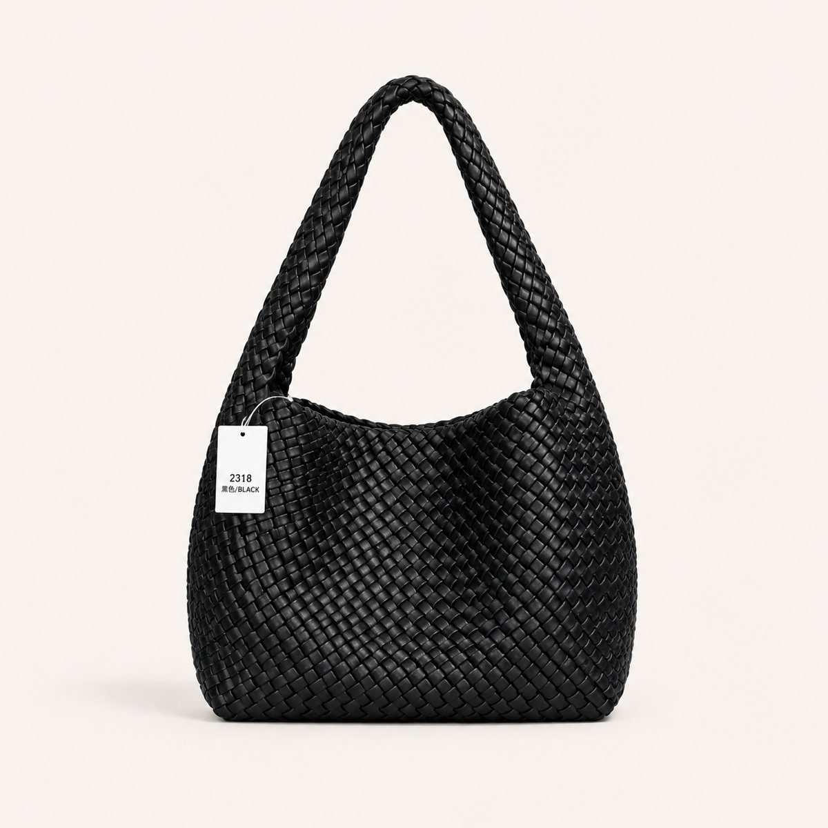 Bottega Veneta Intrecciato Woven Leather Hobo Bag Medium Black with Charm - Black