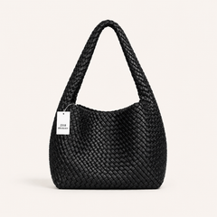 Bottega Veneta Intrecciato Woven Leather Hobo Bag Medium Black with Charm - Black
