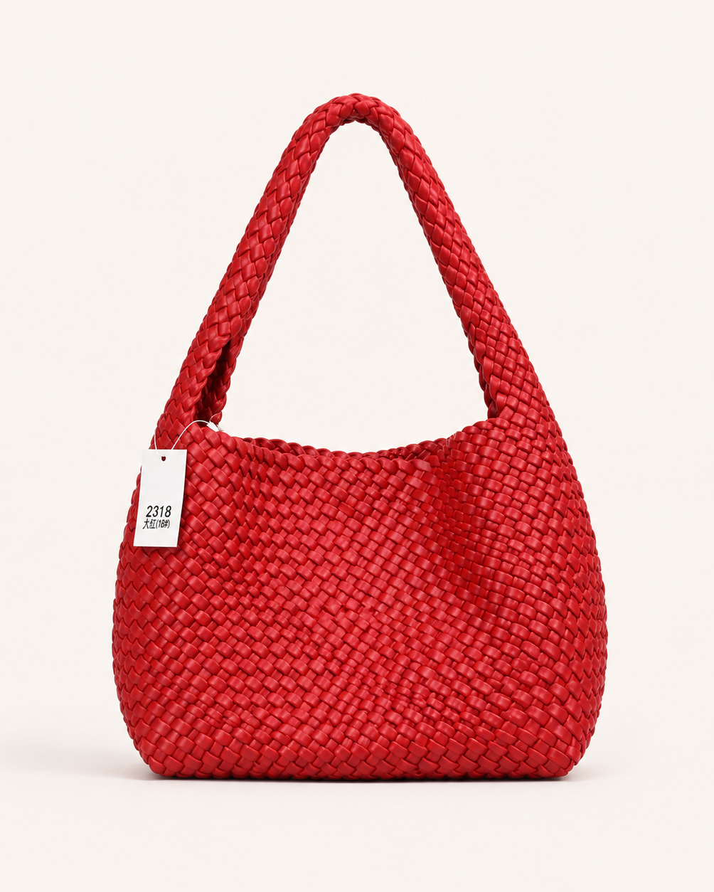 Bottega Veneta Intrecciato Woven Leather Hobo Bag Medium Red with Charm - Red