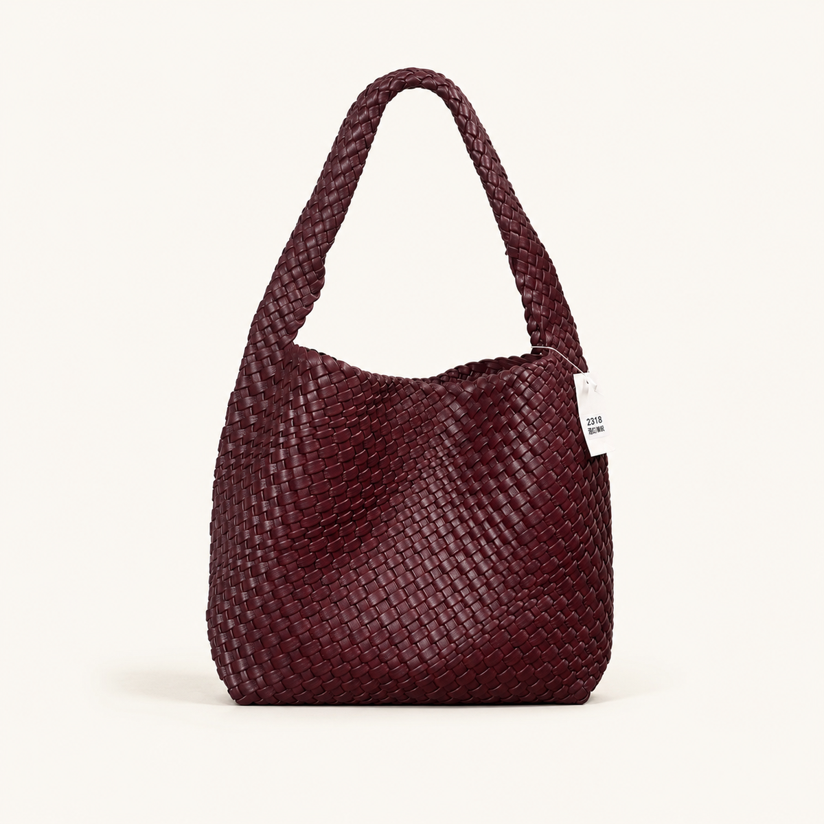 Bottega Veneta Intrecciato Woven Leather Hobo Bag Medium Wine with Charm -wine