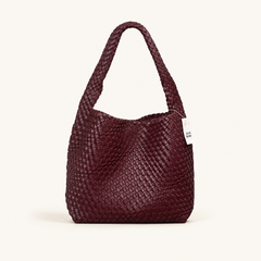 Bottega Veneta Intrecciato Woven Leather Hobo Bag Medium Wine with Charm -wine