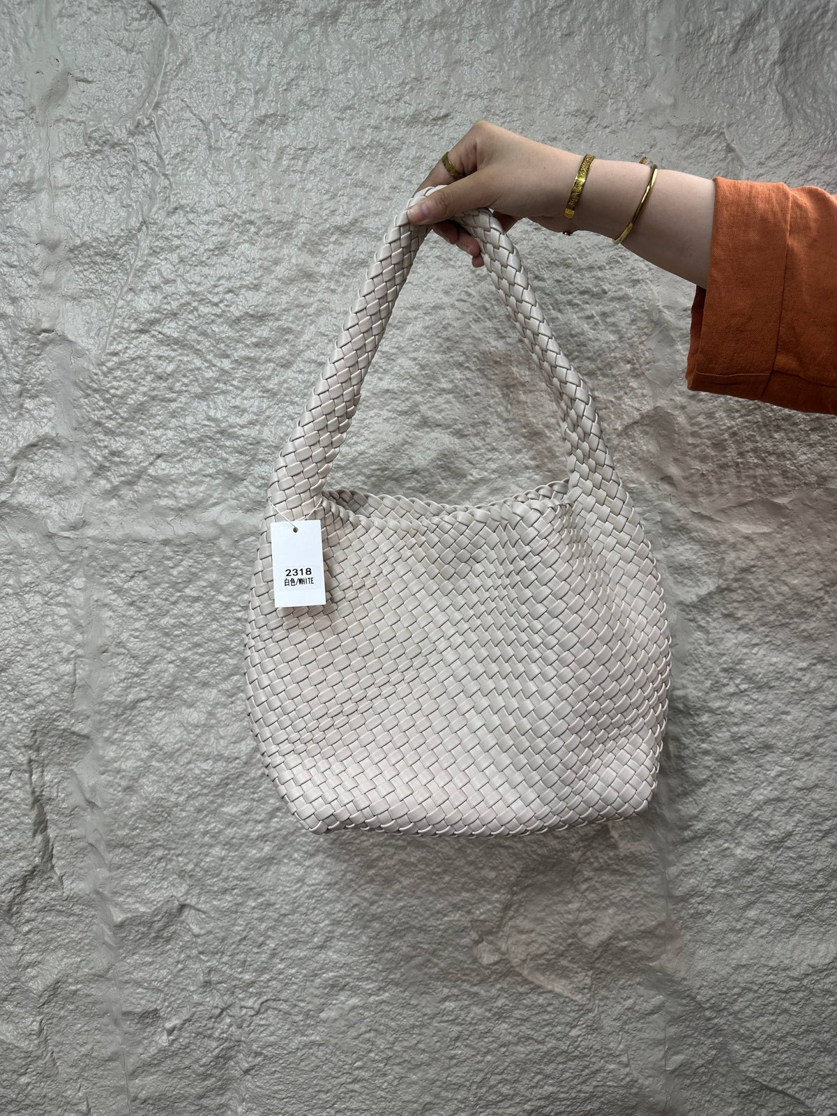 Bottega Veneta Intrecciato Woven Leather Hobo Bag Medium Beige with Charm - Beige