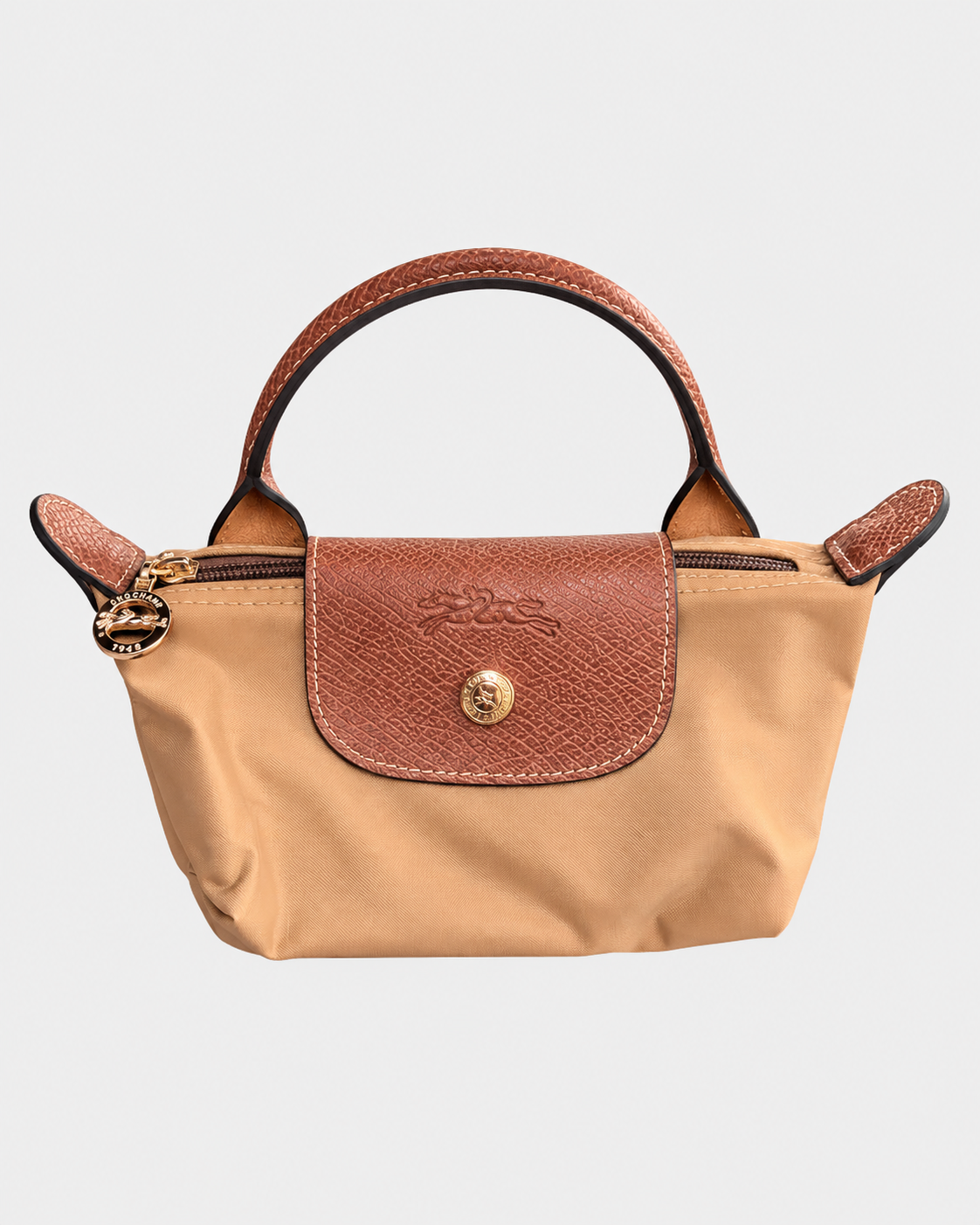 Longchamp Le Pliage mini Pouch with Handle - Sand Yellow