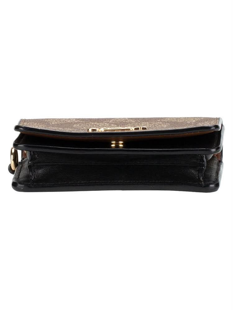 COACH Signature Mini Wallet with Chain Strap Boxed Khaki Brown