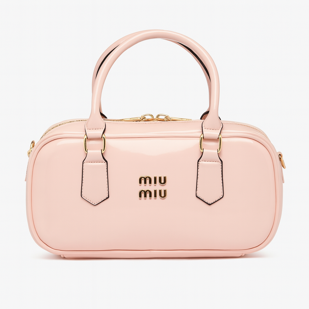 MIU MIU Glossy Leather Handbag – Pink