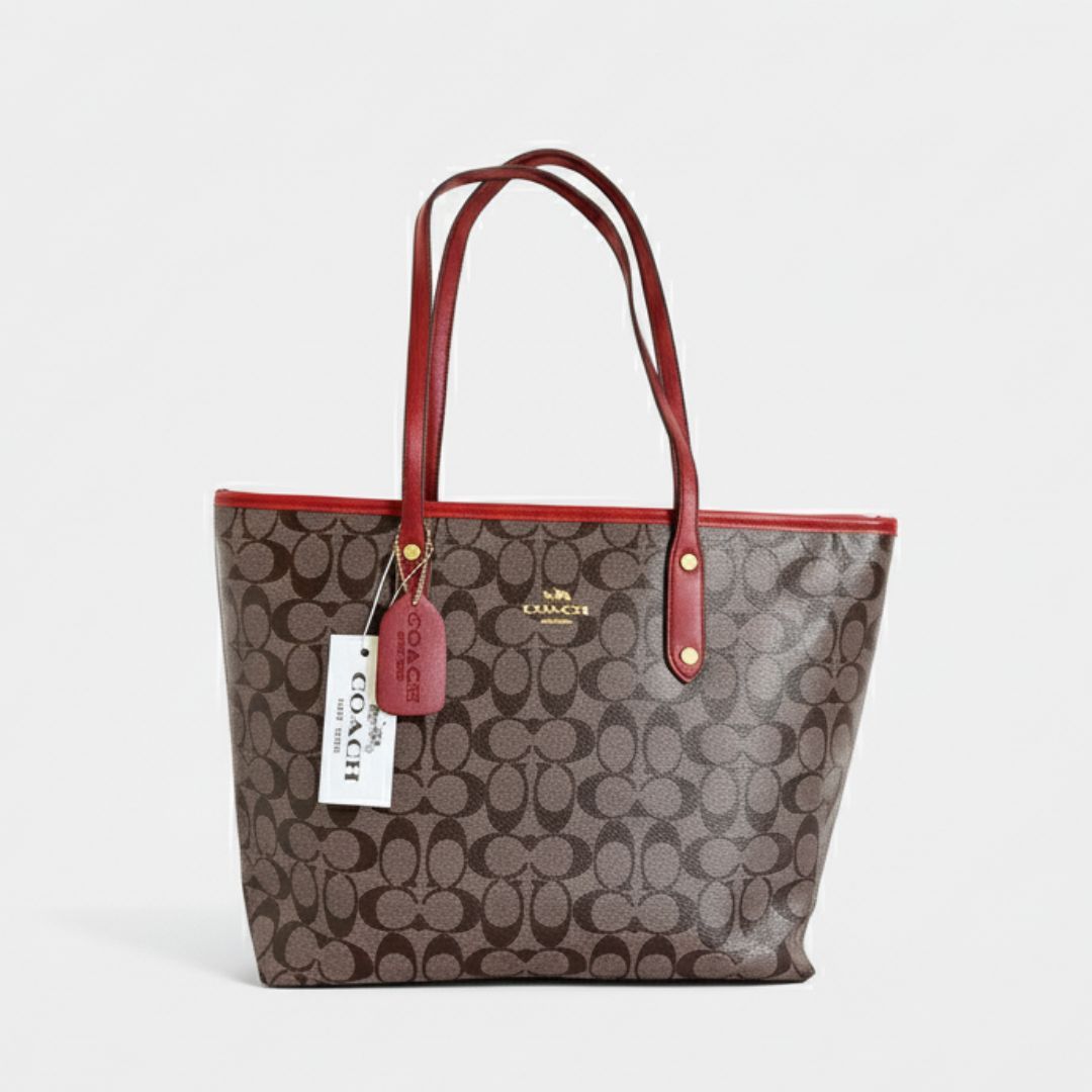 Coach Signature Tote - Burgundy