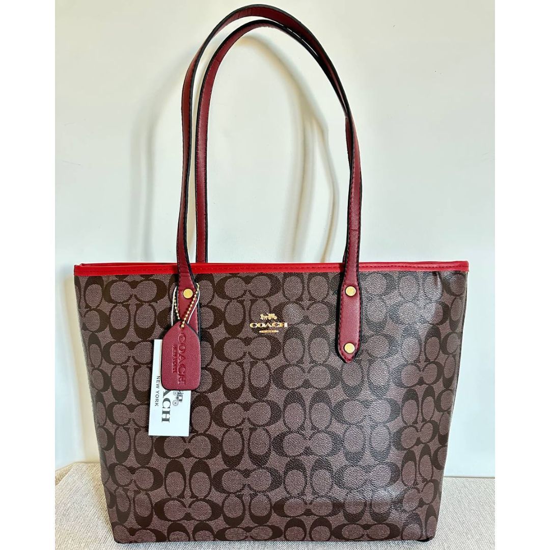Coach Signature Tote - Burgundy