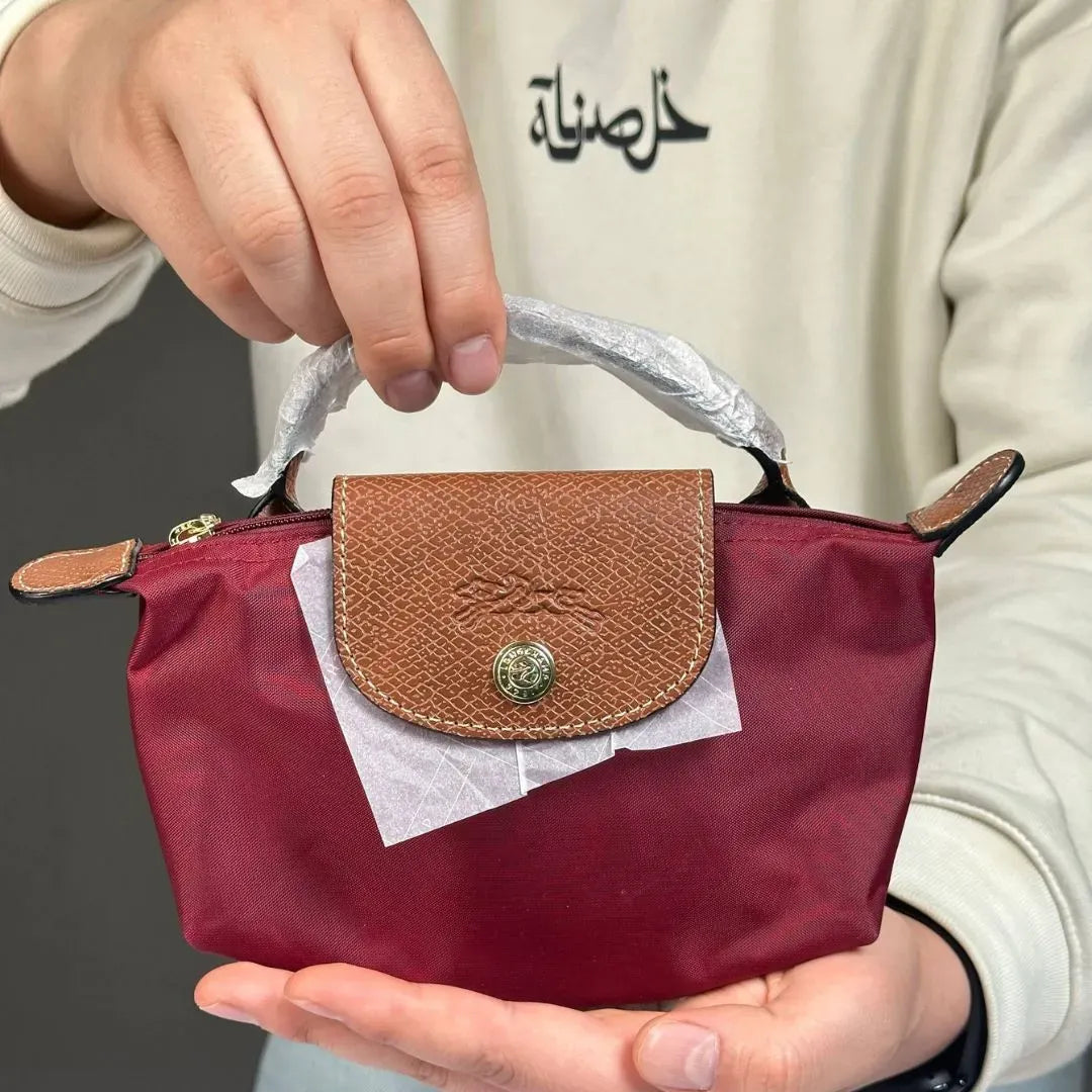 Longchamp Burgundy Mini Handbag with Strap