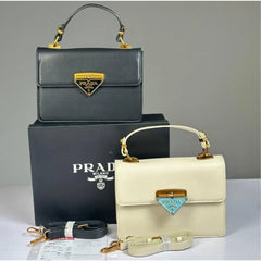 PRADA Leather Logo Flap - Black