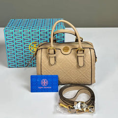 Tory Burch Monogram Boston Bag - Café