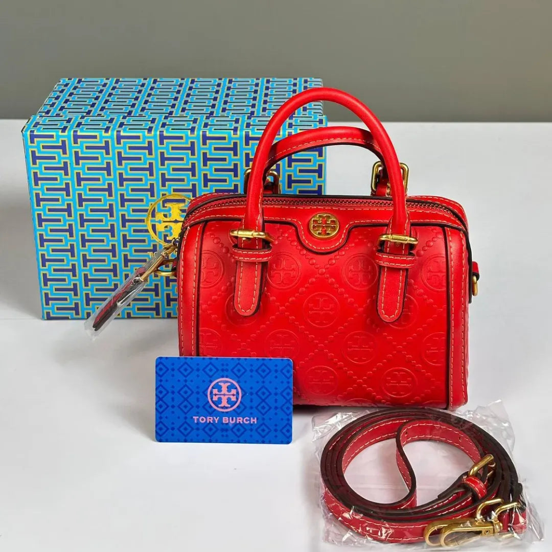 Tory Burch Monogram Boston Bag - Red