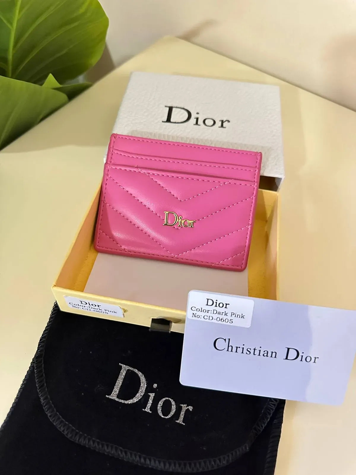 Dior Trianon Freesia Card Holder - Dark Pink