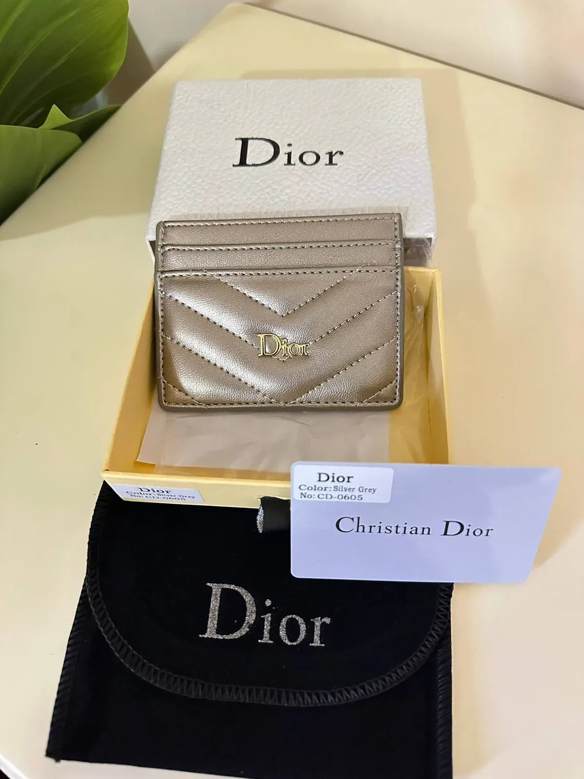 Dior Trianon Freesia Card Holder - Silver Gray