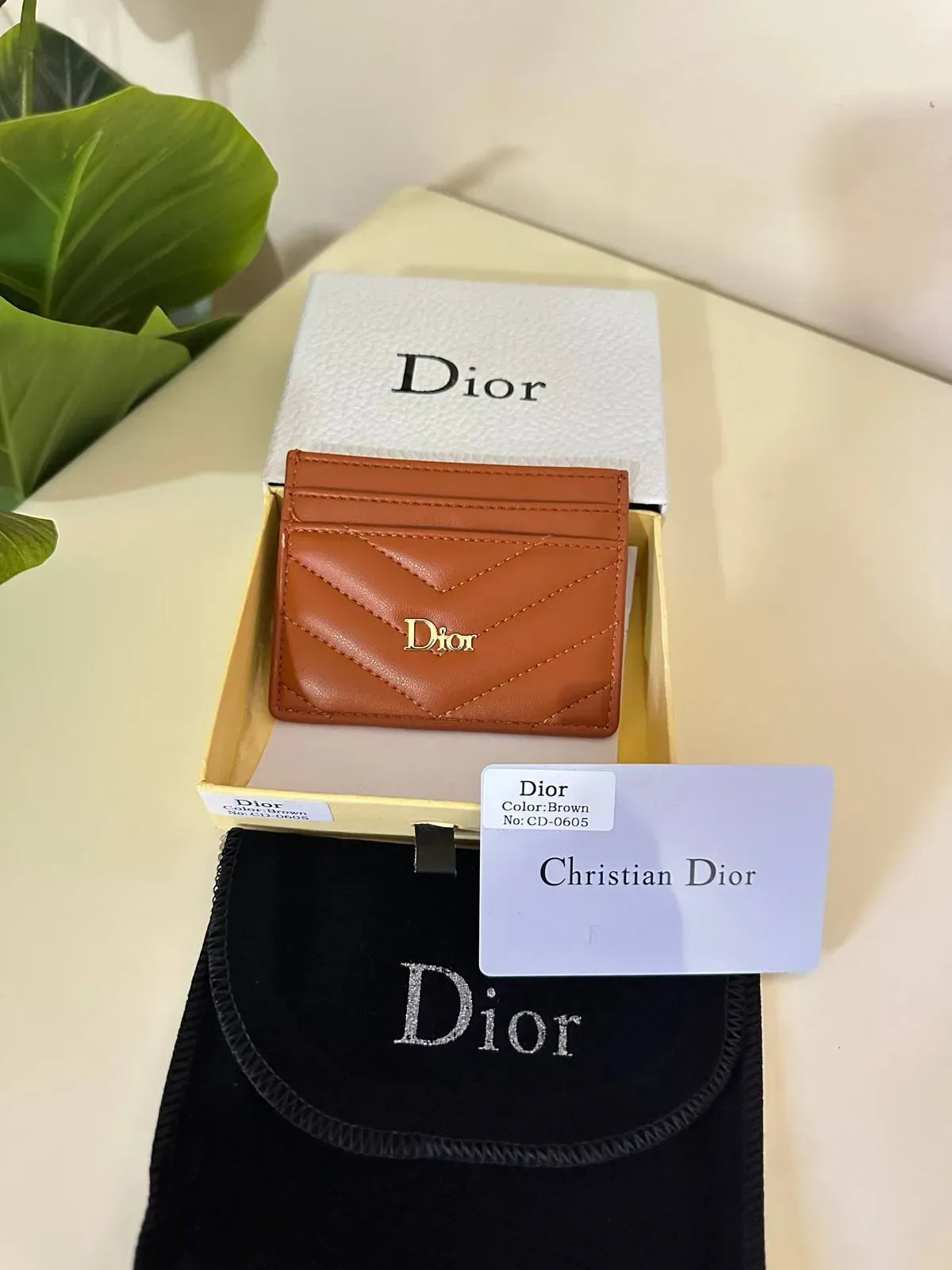 Dior Trianon Freesia Card Holder - Brown