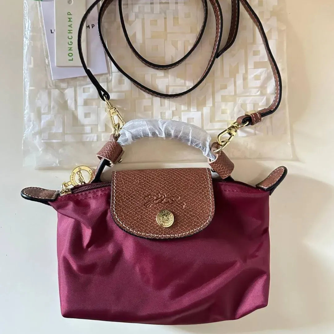 Longchamp Burgundy Mini Handbag with Strap